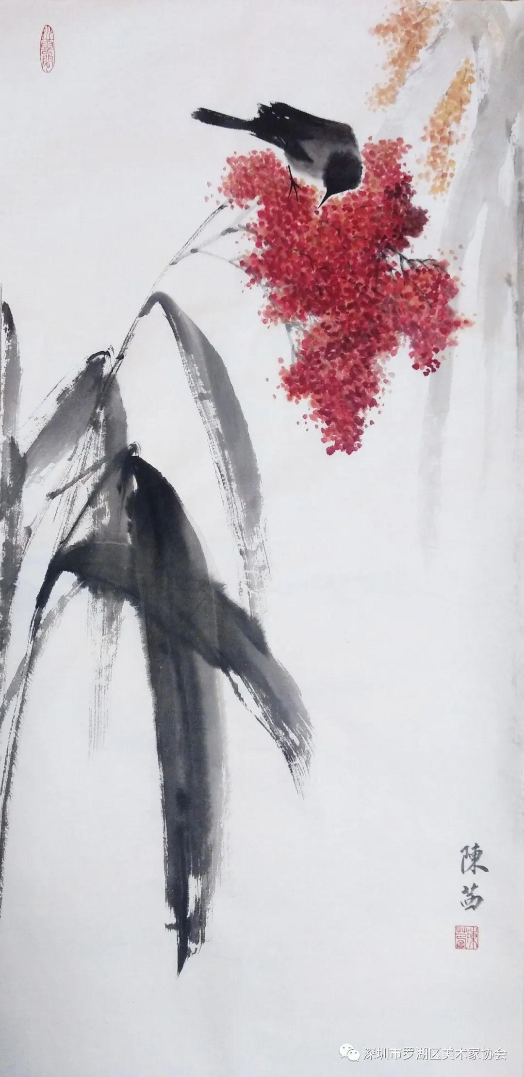 陈茜/《高粱红了》/46x68cm/国画/2020年