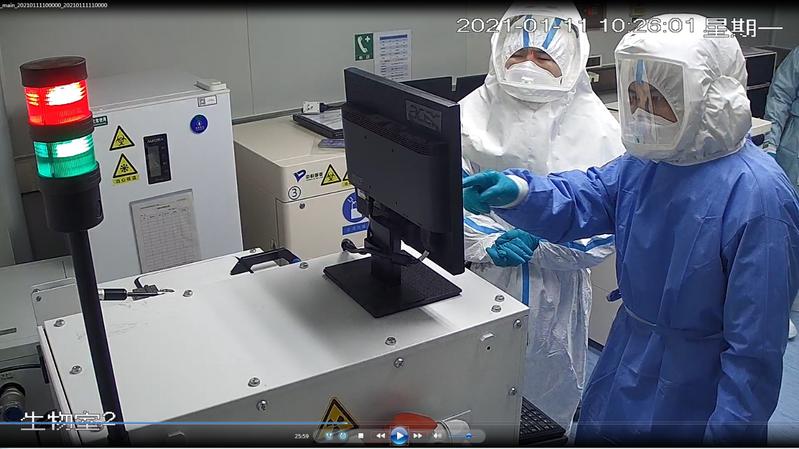 深圳市第三人民医院p3实验室实验监控画面.
